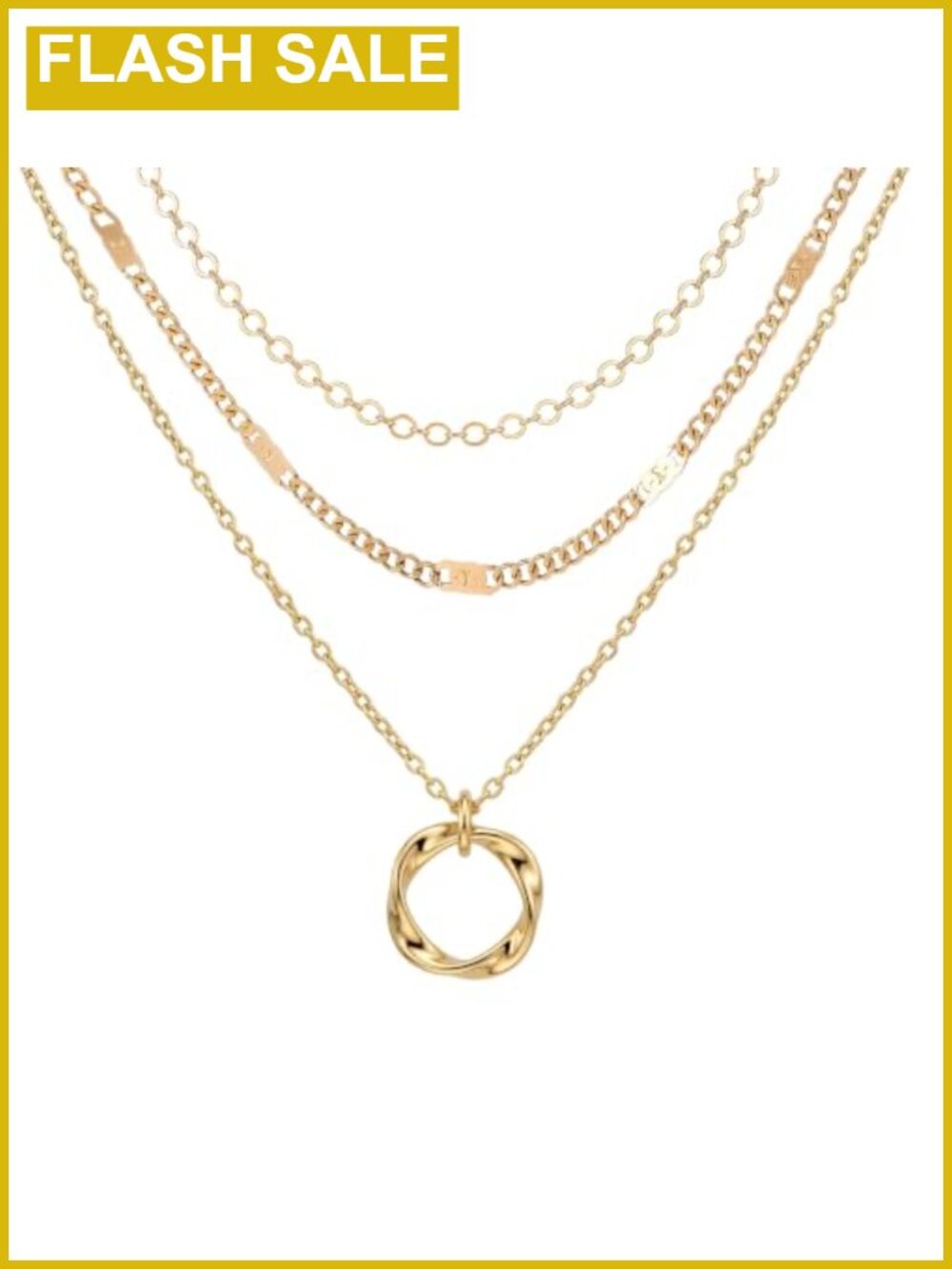 14K Gold Plated Layered Necklace Set 3-Piece Women's Jewelry